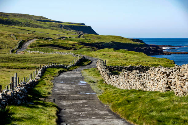 Hiking path from Doolin to the Cliffs of Moher, Clare, Ireland Footpath leading from the small town Doolin to the Cliffs of Moher, County Clare, Ireland wild atlantic way stock pictures, royalty-free photos & images