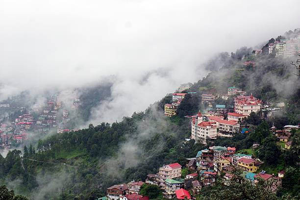 Hills and Clouds Captured at Shimla, India shimla stock pictures, royalty-free photos & images