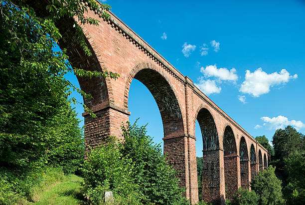 Himbaechel Viaduct, Bridge, Odenwald, Germany View at the Himbaechel Viadukt in the Odenwald, Germany. The bridge was built in 1880 and was the most important railway bridge during this time. odenwald stock pictures, royalty-free photos & images