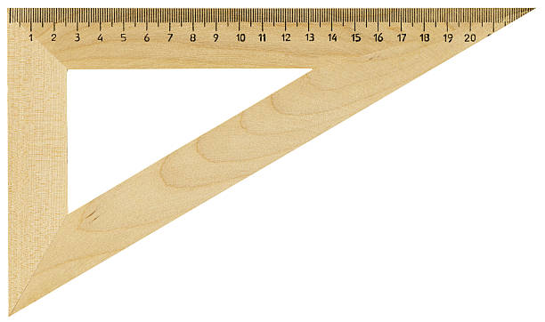 Hi-res wooden ruler with clipping path on white background Metric wooden triangle isolated with clipping path. Very high resolution and lot of details. ruler stock pictures, royalty-free photos & images