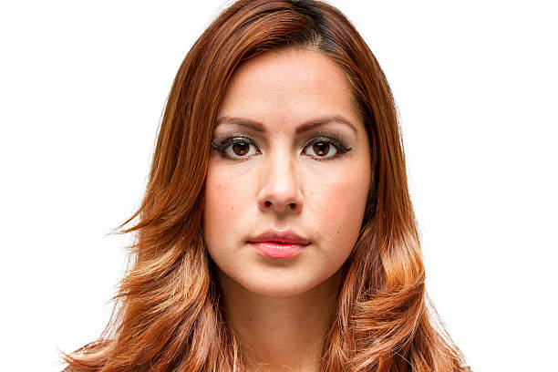 Hispanic female facial expression stock photo