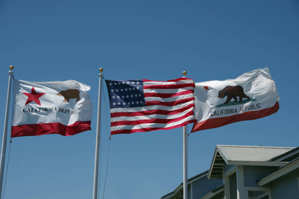 Historic California Flags stock photo