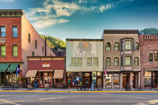 Historic downtown Telluride, Colorado stock photo
