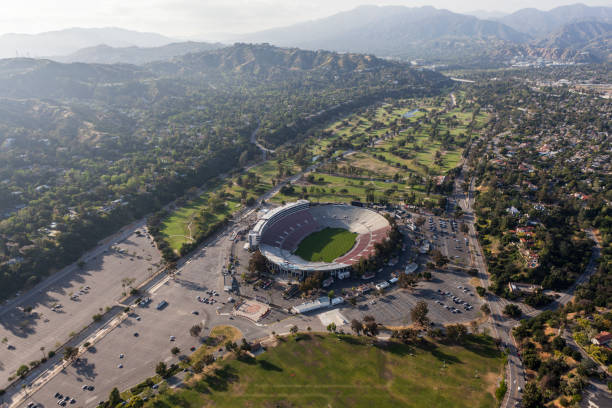 Historic Rose Bowl Stadium Pasadena California stock photo