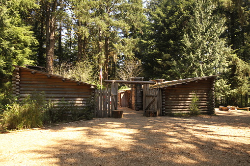 The historical replica of Fort Clatsop where Lewis and Clark lodged in 1805