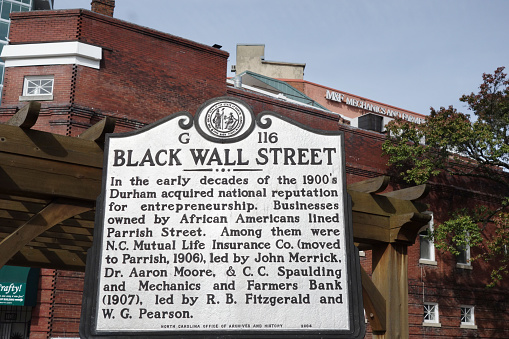 Historical Marker In Downtown Durham Nc Describing The Historical Marker In Downtown Durham Nc Describing The