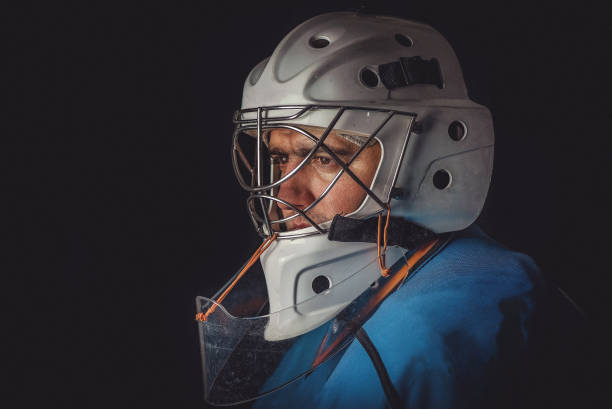 Hockey goalie in the mask  hockey goalie stick stock pictures, royalty-free photos & images