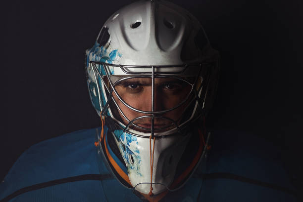 Hockey goalie in the mask  hockey goalie stick stock pictures, royalty-free photos & images