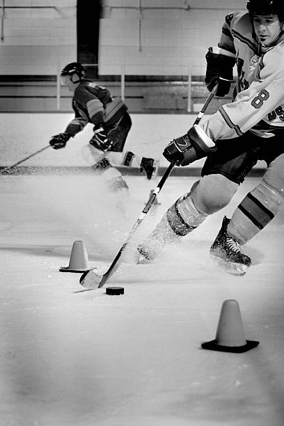 Hockey Players Practicing stock photo