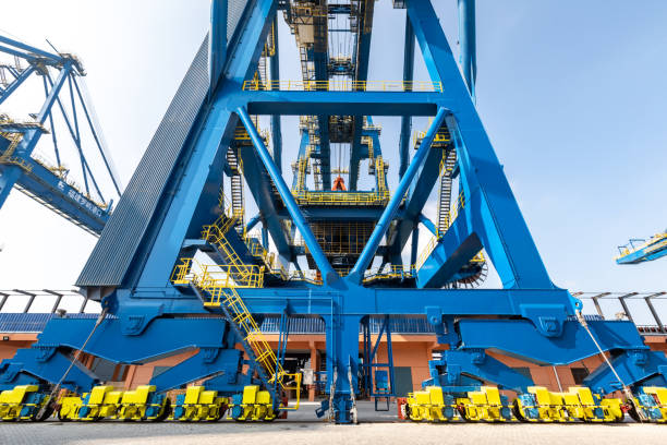 Hoisting machinery for large port terminals. stock photo