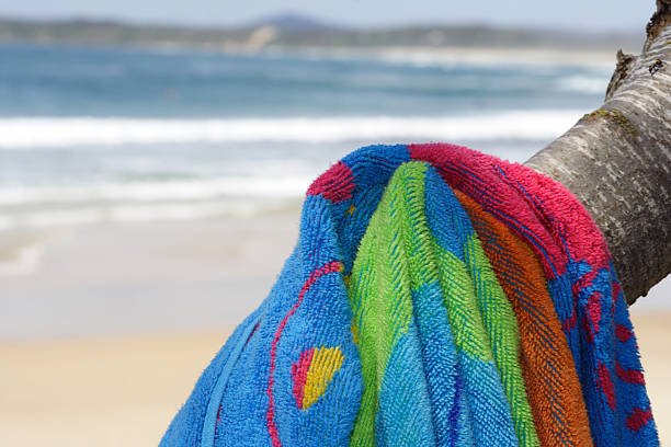 holiday beach towel stock photo