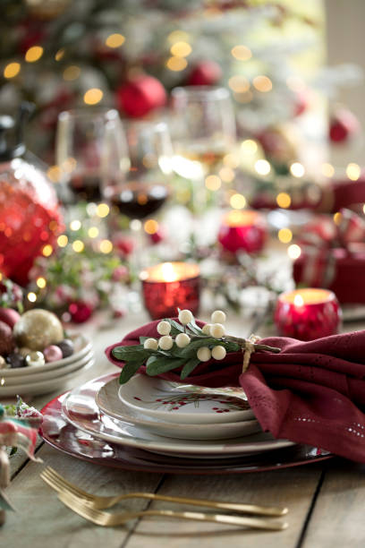Holiday Dining Table stock photo