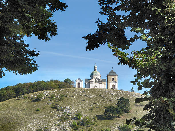Holy Hill in Mikulov Town stock photo