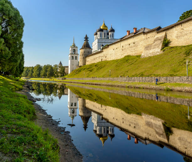 Holy Trinity Cathedral in Pskov is the main attraction of the city, one of the oldest churches in Russia. Holy Trinity Cathedral in Pskov is the main attraction of the city, one of the oldest churches in Russia. pskov russia stock pictures, royalty-free photos & images