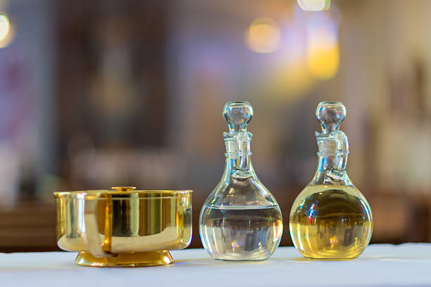 Holy Water and Oil for Unction stock photo