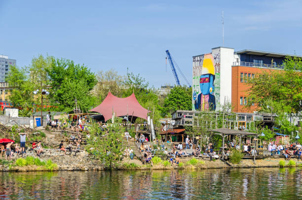 Holzmarkt - an urban village, a huge regeneration project and the alternative cultural complex in Berlin stock photo