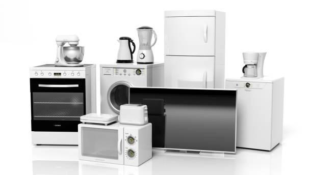 Home appliances Group of home appliances isolated on white background appliance stock pictures, royalty-free photos & images