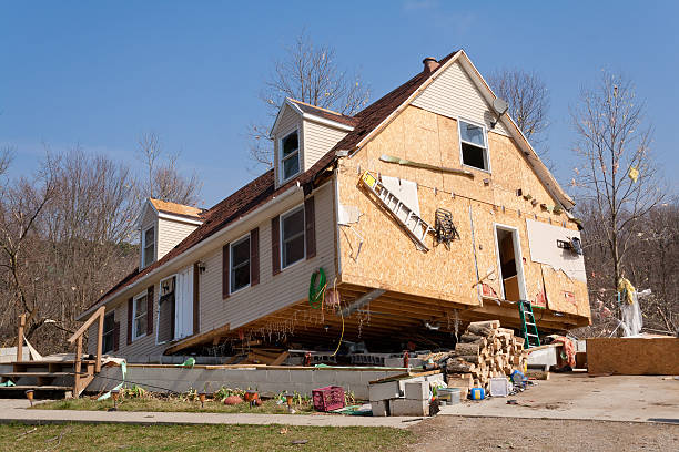 Home Damaged from an F2 Tornado in Lapeer, MI. stock photo