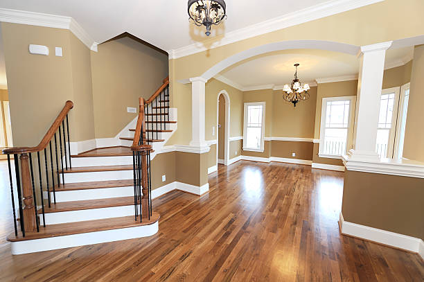 Home interior with hardwoods stock photo