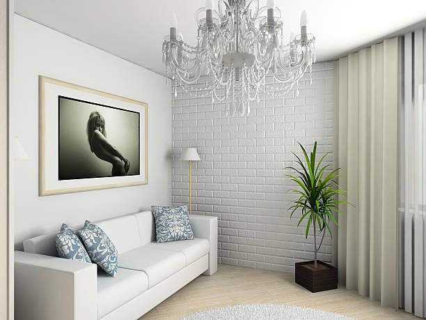 home interior with the portrait. stock photo