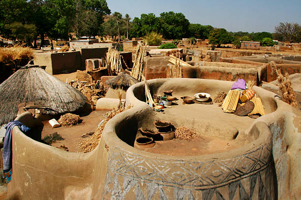 Home terrace in Ouagadougou stock photo