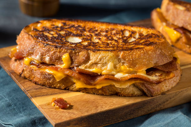 Homemade Bacon Grilled Cheese stock photo