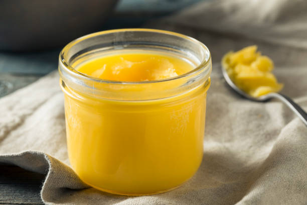 Homemade Clarified Butter Ghee Homemade Clarified Butter Ghee in a Bowl ghee stock pictures, royalty-free photos & images