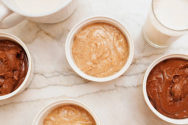 Homemade Nut Butter and Almond Milk homemade almond butter and milk almond butter stock pictures, royalty-free photos & images