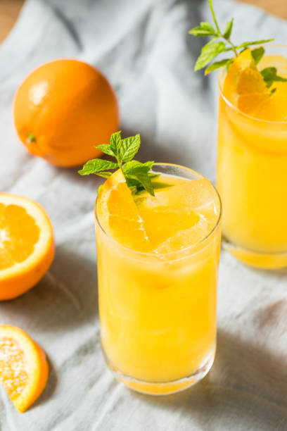 Homemade Orange Crush Cocktail Homemade Orange Crush Cocktail with Mint and Vodka screwdriver drink stock pictures, royalty-free photos & images