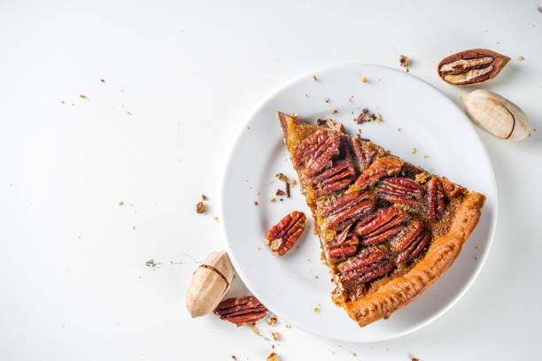 Homemade pecan pie stock photo