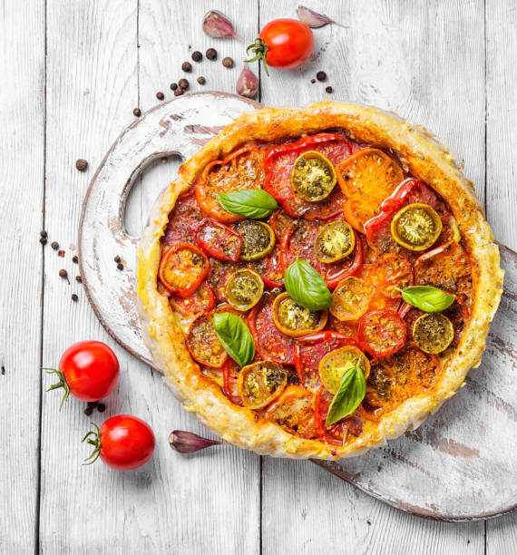 Homemade vegetarian pizza stock photo