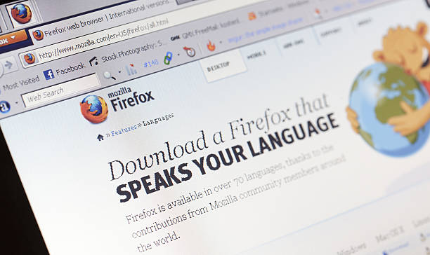 Homepage of Firefox localization page stock photo