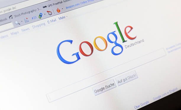 Homepage of Google in Germany stock photo