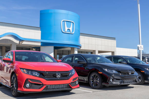 Honda Motor Co. automobile and SUV dealership. Honda manufactures among the most reliable cars in the world. stock photo