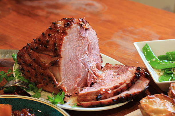 Honey Baked Christmas Ham stock photo
