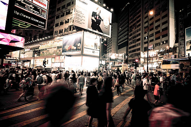 Hong Kong crowded street view 2015 stock photo