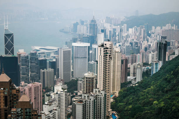 Hong Kong day view from Victoria Peak stock photo