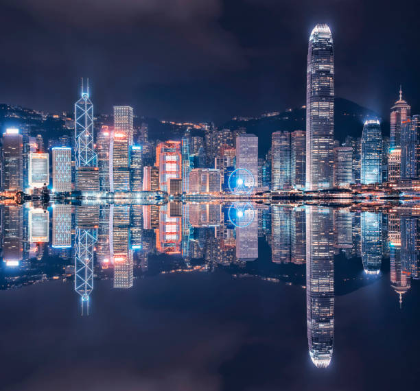 Hong Kong in the evening stock photo