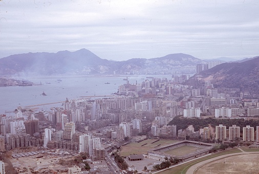 Hong Kong, China, 1968. Panoramic view over Hong Kong.