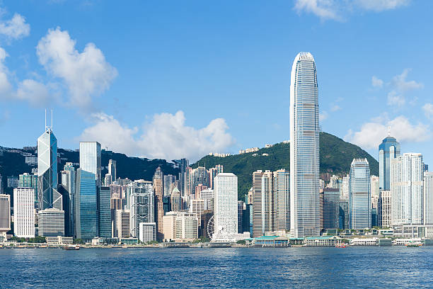 Hong Kong view from Victoria Harbour stock photo