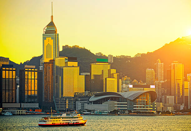 HongKong urban sunset stock photo