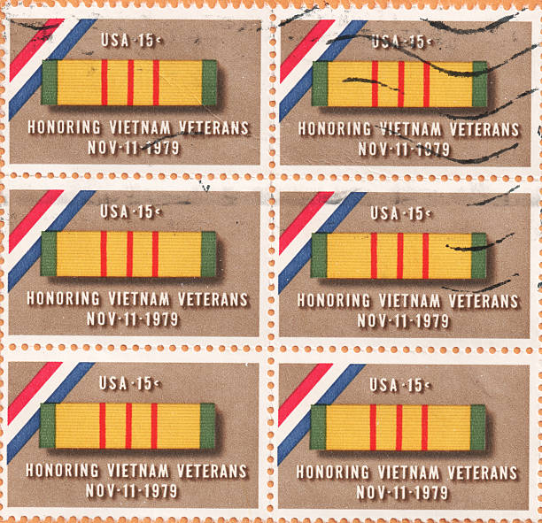Honoring Vietnam Veterans - 70's Style Stamps stock photo