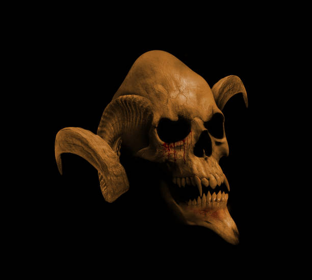 Horned bizarre skull stock photo