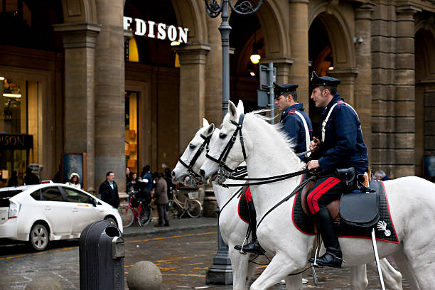 Horse Police in Florence, Italy stock photo