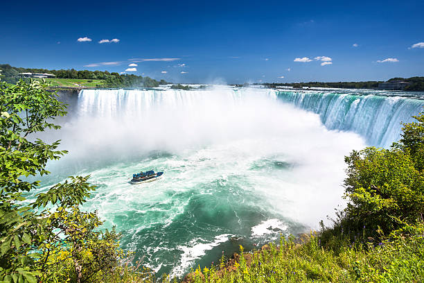 Horseshoe Falls, Niagara Falls, Ontario, Canada A rainbow crests over the Niagara Falls niagara falls stock pictures, royalty-free photos & images