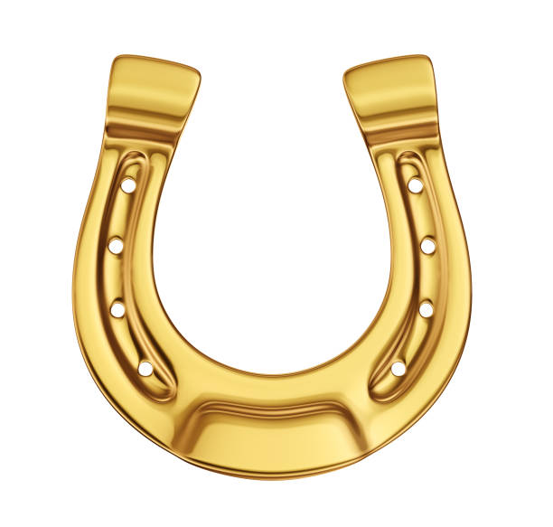 horseshoe golden horseshoe isolated on a white. 3d illustration horseshoe stock pictures, royalty-free photos & images