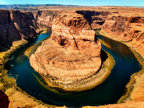 Horsheshoe bend and colorado river Spectacular horseshoe curve in Page, Arizona coconino county stock pictures, royalty-free photos & images
