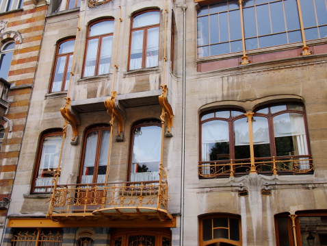 Brussels, Belgium - September 20, 2012: Exterior of the Horta Museum in Brussels. Great example of Art Nouveau Architecture and popular tourist destination.