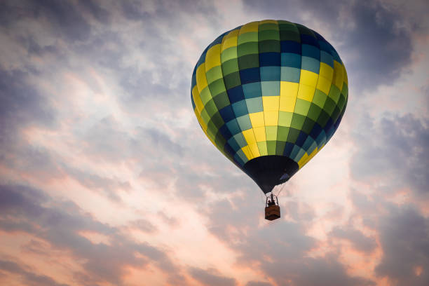 Hot Air Balloon At Sunrise stock photo