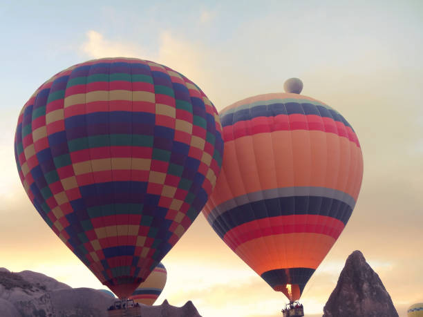Hot air balloon in Cappadocia stock photo